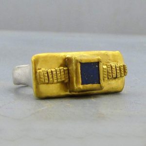 Lapis Lazuli silver and 24k gold ring