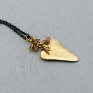 24k gold & silver heart and Tourmaline necklace