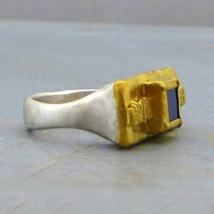 Lapis Lazuli silver and 24k gold ring