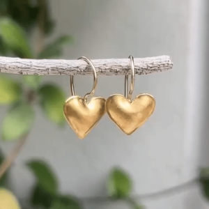 Puffy heart 22k gold earrings