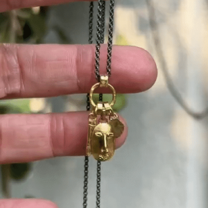 24k gold face pendant necklace