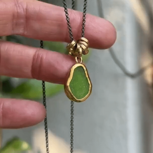 Raw Jade 24k gold pendant necklace