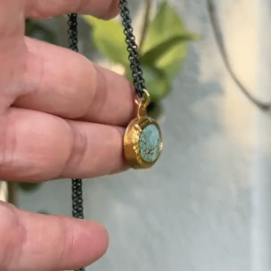 Oval Turquoise 24k gold & silver necklace