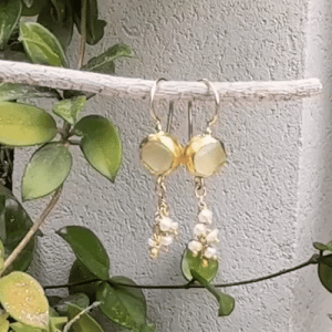 Dangle Pearls 22k gold earrings