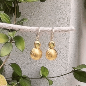 Peridot 22 karat gold dangle earrings