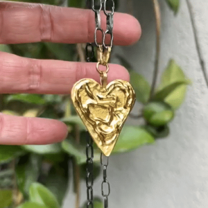 24k gold Heart and silver necklace