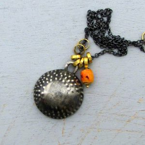 Dome 22 karat gold silver and Coral necklace