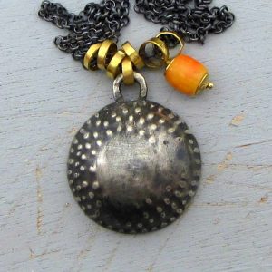 Dome 22 karat gold silver and gemstone necklace