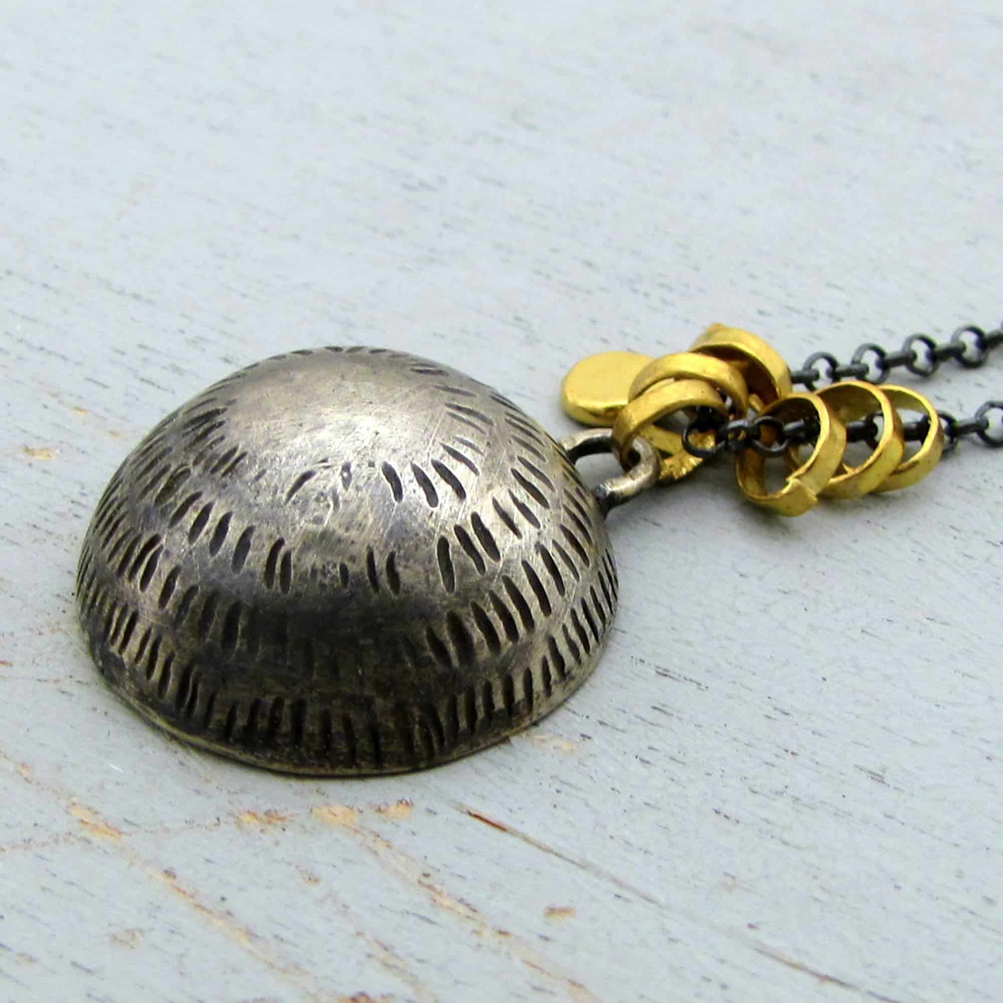 Dome 22 karat gold and silver necklace