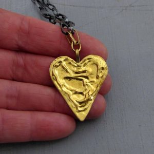 24k gold Heart and silver necklace