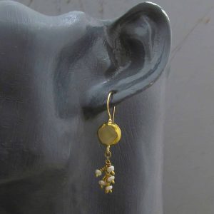 Dangle Pearls 22k gold earrings