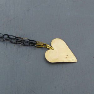 24k gold Heart and silver necklace