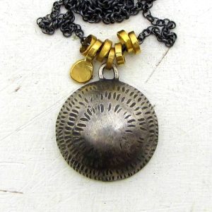 Dome 22 karat gold and silver necklace