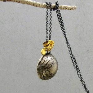 Dome 22 karat gold and silver necklace