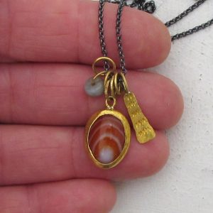 Red Sardonyx 24k gold necklace