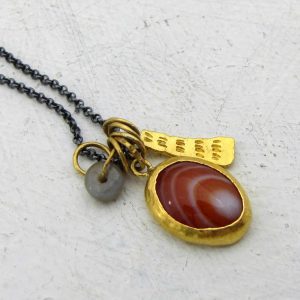 Red Sardonyx 24k gold necklace