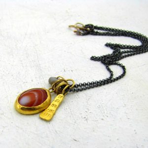 Red Sardonyx 24k gold necklace