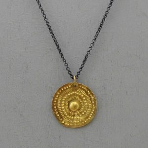 Handmade 24k solid gold round pendant