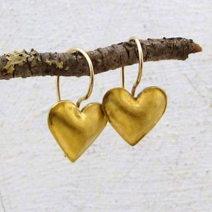 Puffy heart 22k gold earrings