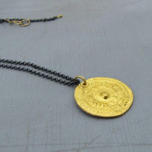 Handmade 24k solid gold round pendant