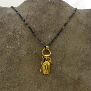 24k gold face pendant necklace