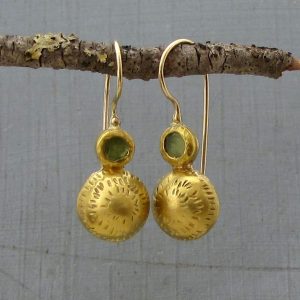 Peridot 22 karat gold dangle earrings