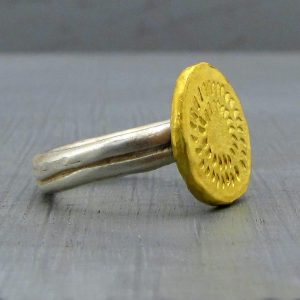 24 karat gold & silver artisan ring