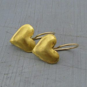 Puffy heart 22k gold earrings