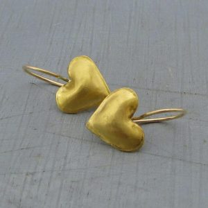 Puffy heart 22k gold earrings