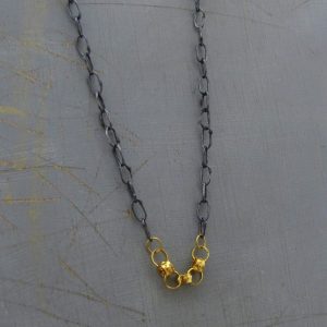 Handmade 22k gold & silver links necklace