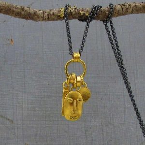 24k gold face pendant necklace