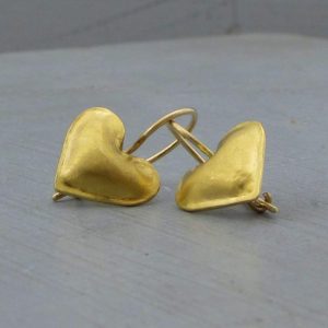 Puffy heart 22k gold earrings