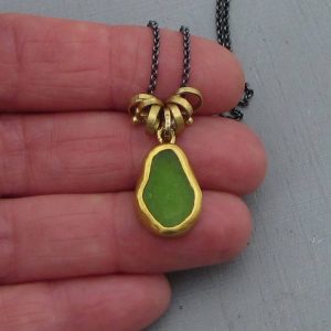 Raw Jade 24k gold pendant necklace