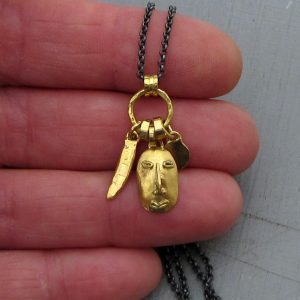 24k gold face pendant necklace