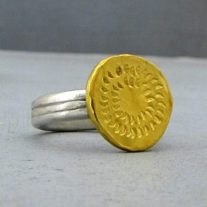 24 karat gold & silver artisan ring