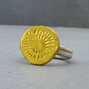 24 karat gold & silver artisan ring