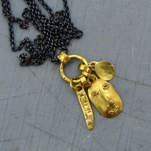 24k gold face pendant necklace