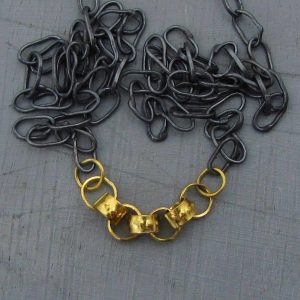 Handmade 22k gold & silver links necklace