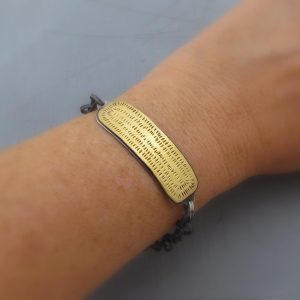 22k gold bar and silver bracelet