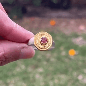 Pink Tourmaline 24k gold ring