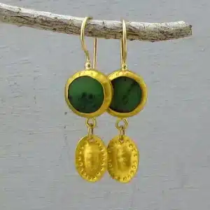 Chrysoprase 24k Gold Earrings