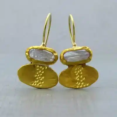 Pearl 24 karat gold earrings