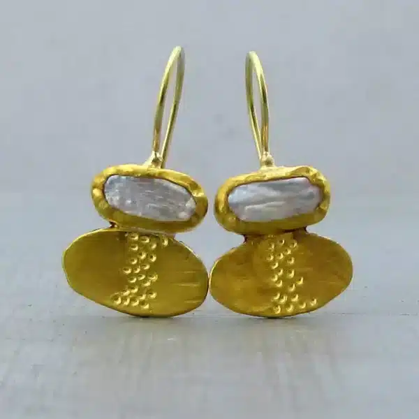 Pearl 24 karat gold earrings