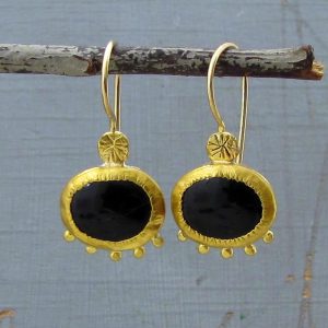 Black Onyx 24 karat earrings