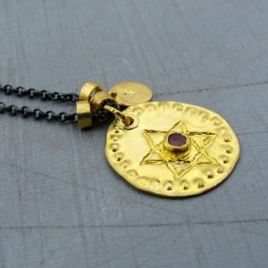 Tourmaline & Magen David 22k gold pendant necklace