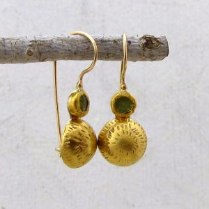 Peridot 22 karat gold dangle earrings