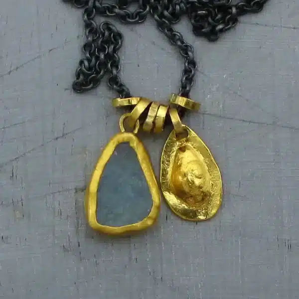 24k Aquamarine gold necklace
