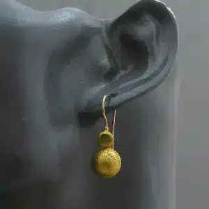 Peridot 22 karat gold dangle earrings