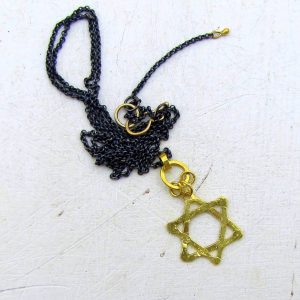 22 karat gold Star of David pendant on silver chain