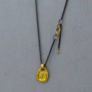 Rustic 24 karat gold Pendant necklace